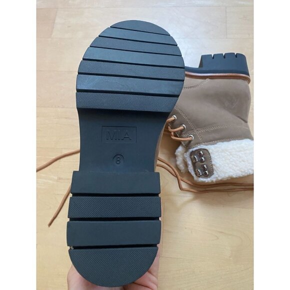 MIA BNWOT "Regis" Combat Boot shearling Hiking Womens Size 8 lace up - Picture 4 of 9